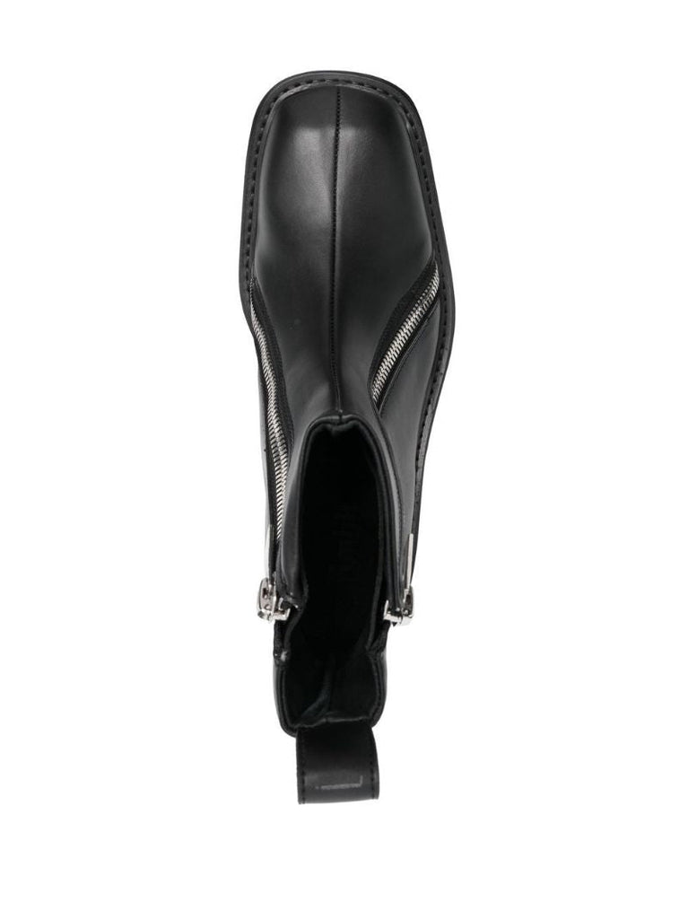 Black Double Zip Ankle Boots