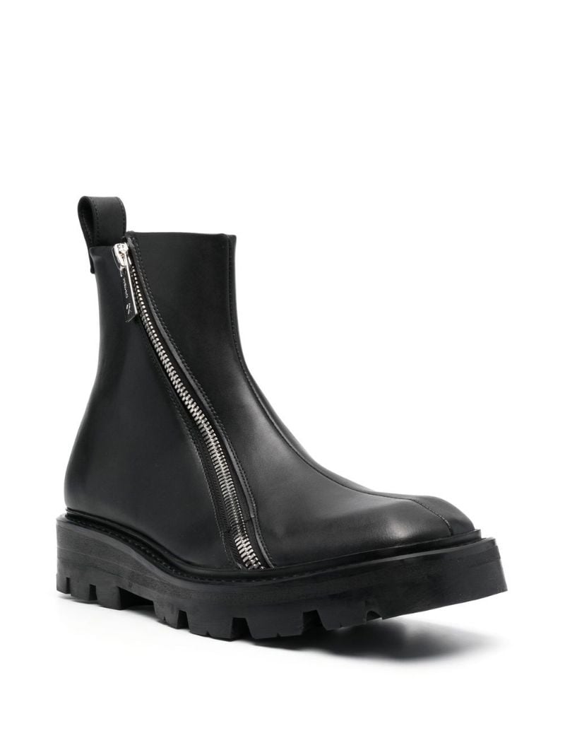 Black Double Zip Ankle Boots