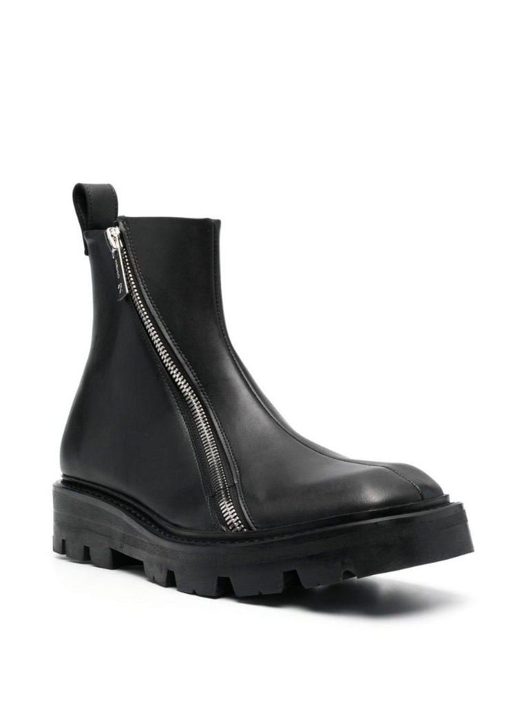 Black Double Zip Ankle Boots