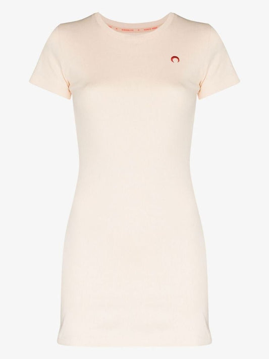 Neutral Embroidered Logo T-shirt Dress