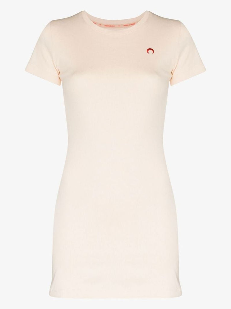 Neutral Embroidered Logo T-shirt Dress