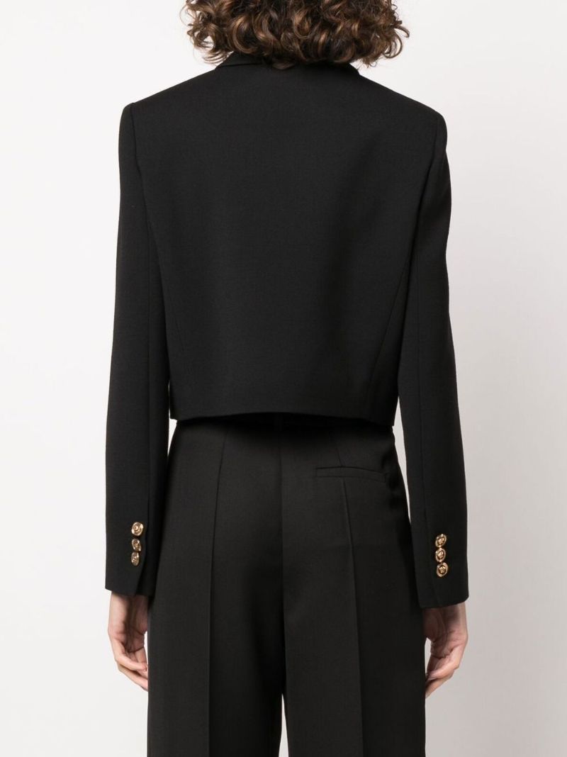 Black Medusa Cutout Detail Wool Blazer