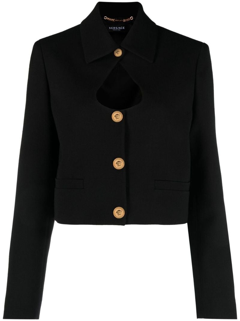 Black Medusa Cutout Detail Wool Blazer