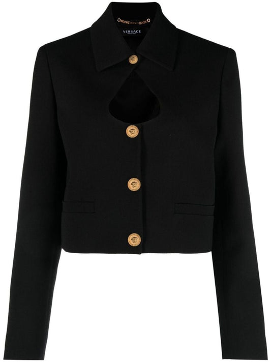 Black Medusa Cutout Detail Wool Blazer