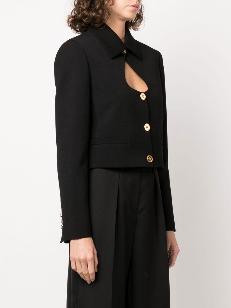 Black Medusa Cutout Detail Wool Blazer