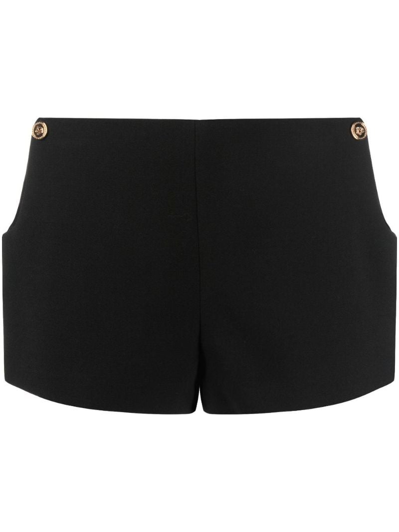 Black Cut-out Wool Mini Shorts