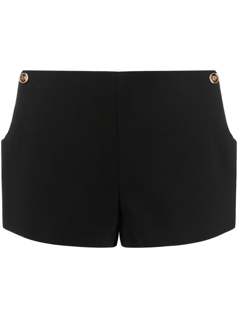 Black Cut-out Wool Mini Shorts