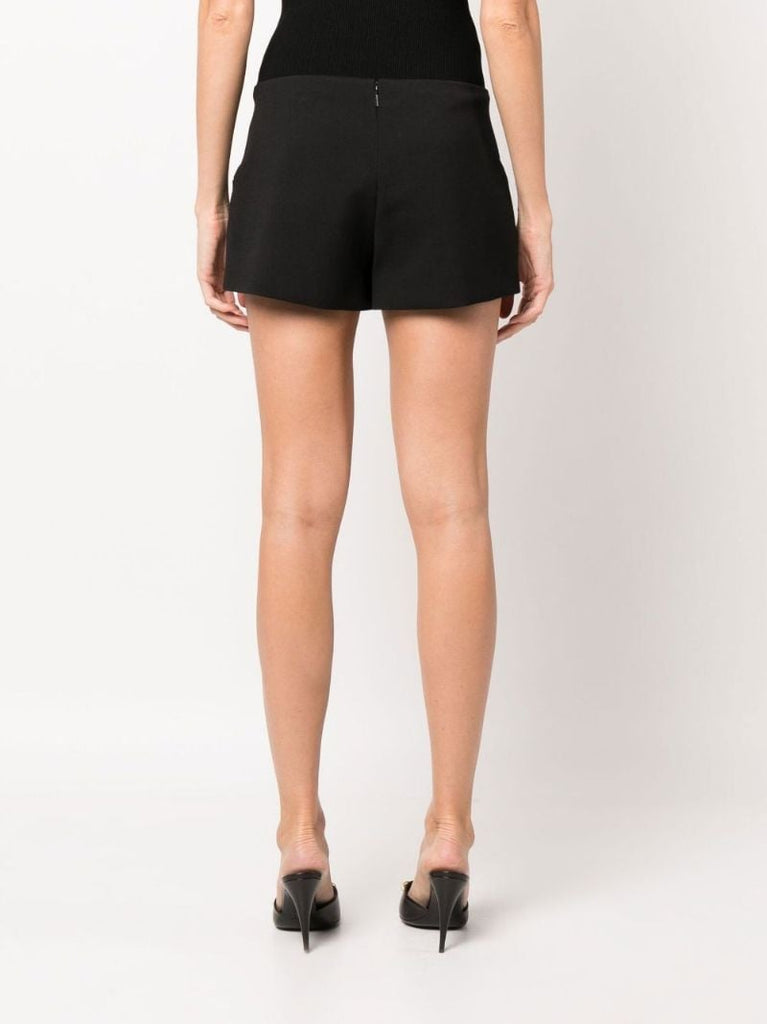 Black Cut-out Wool Mini Shorts