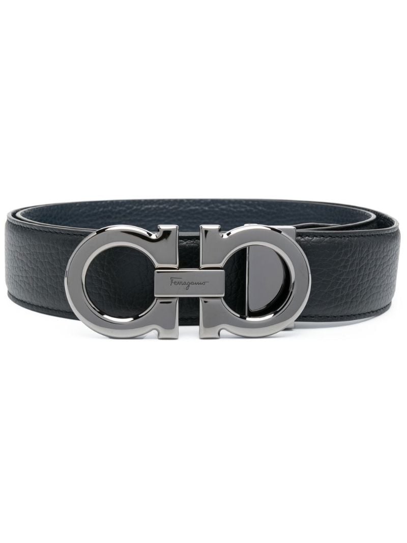 Black Gancini Leather Belt