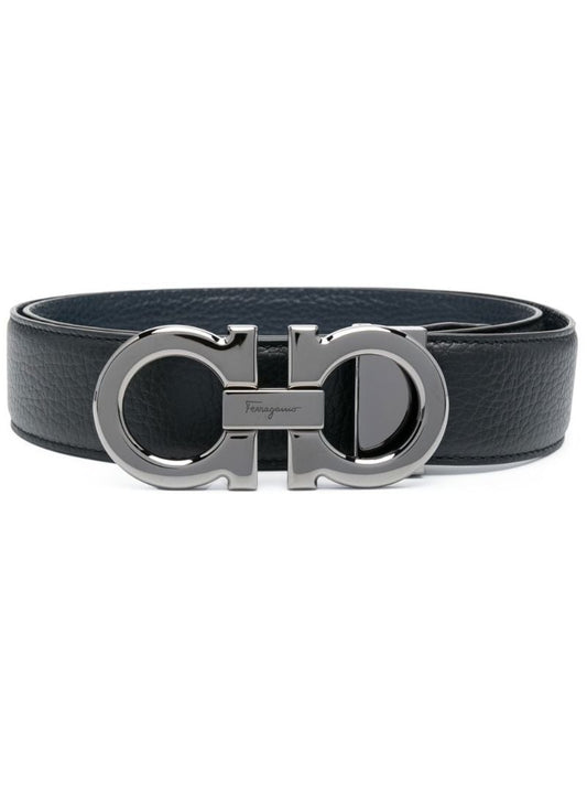 Black Gancini Leather Belt