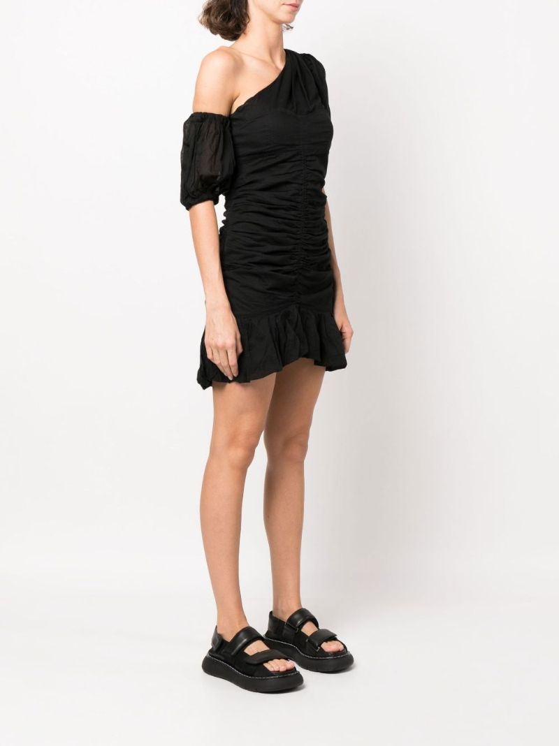 Black Lecia Asymmetric Ruched Mini Dress