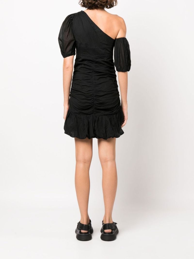 Black Lecia Asymmetric Ruched Mini Dress
