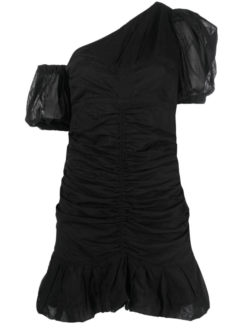 Black Lecia Asymmetric Ruched Mini Dress