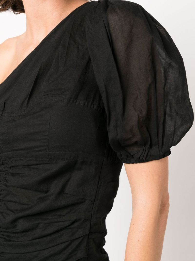 Black Lecia Asymmetric Ruched Mini Dress