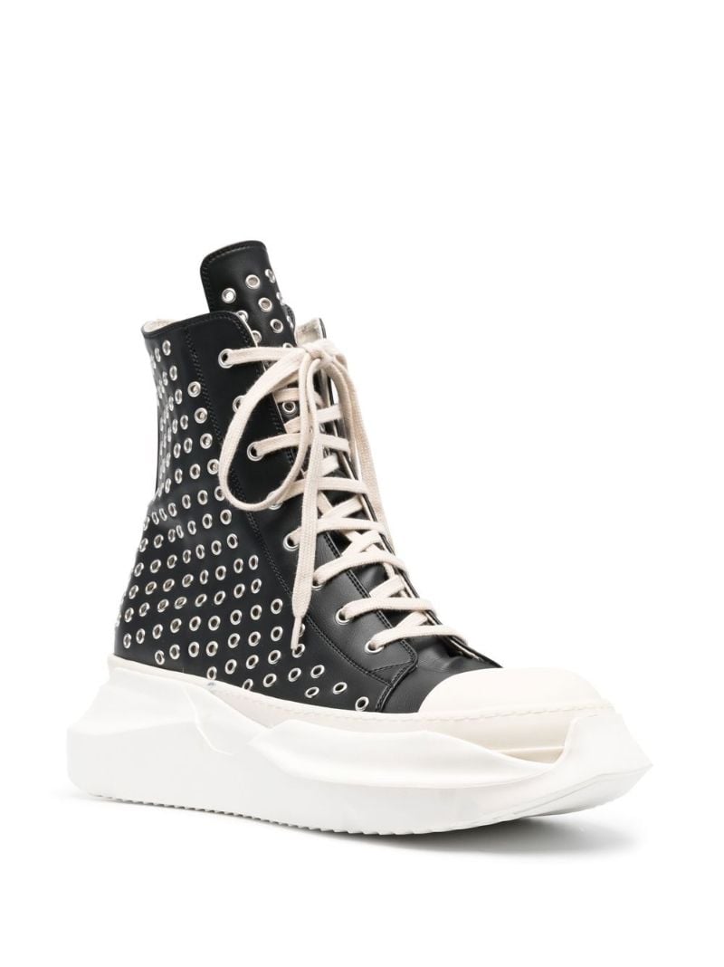Black Abstract Eyelet Leather Sneakers