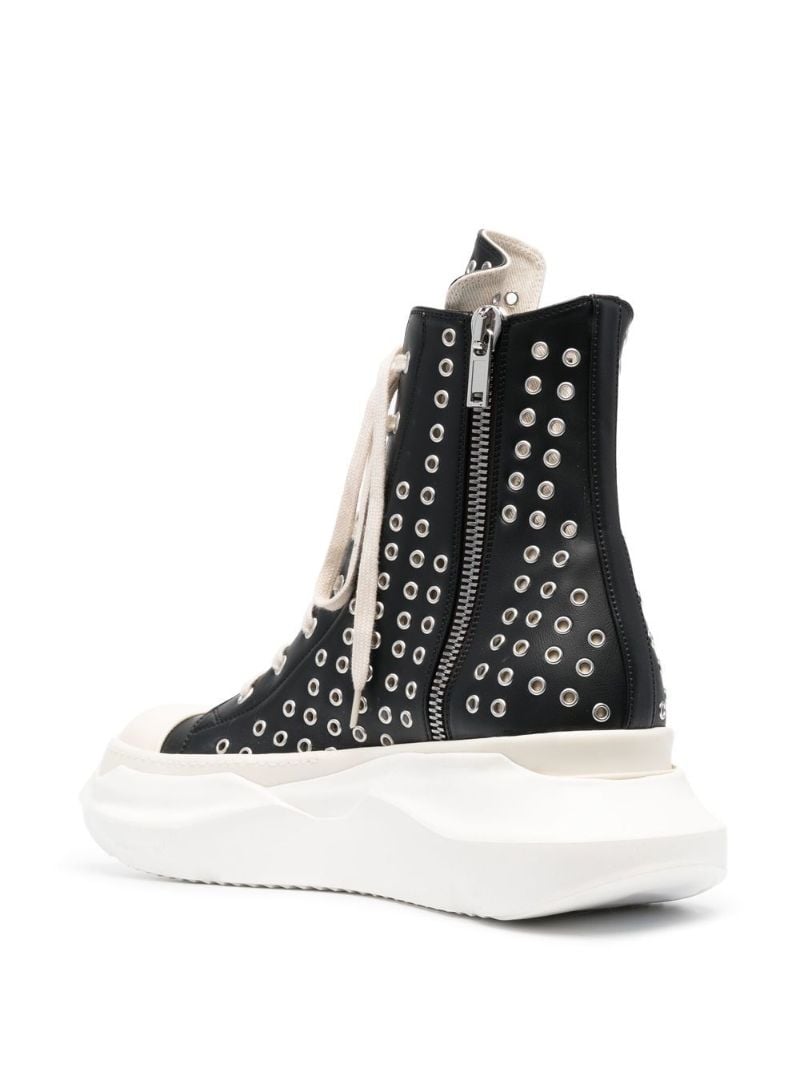 Black Abstract Eyelet Leather Sneakers