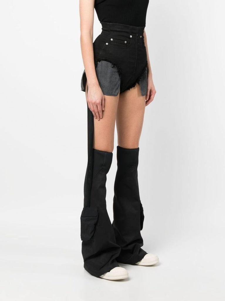 Black Dirt Asymmetric Denim Shorts