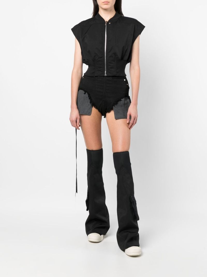Black Dirt Asymmetric Denim Shorts