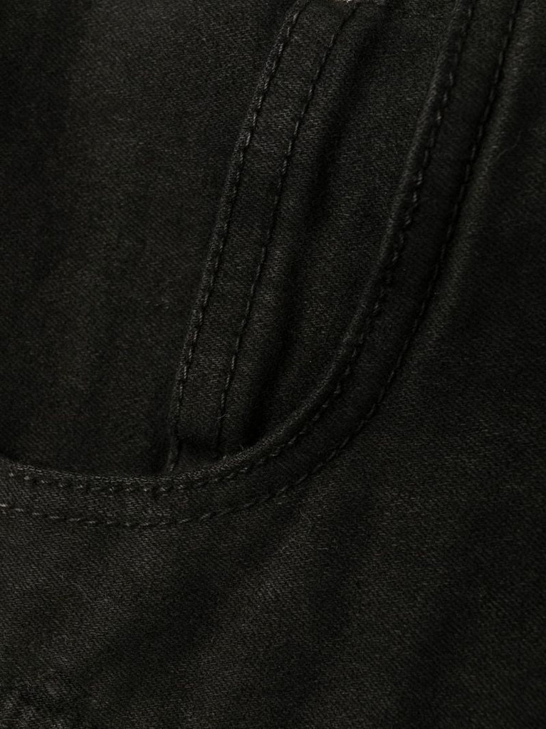 Black Dirt Asymmetric Denim Shorts