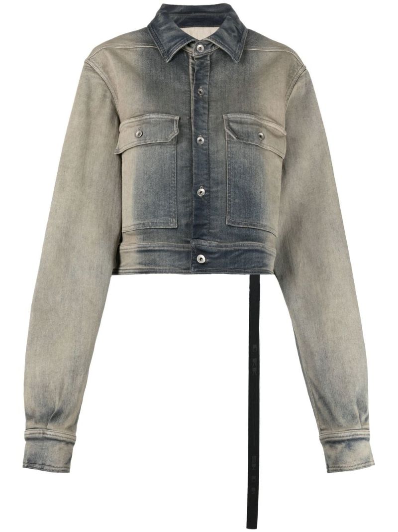 Grey Cropped Denim Jacket