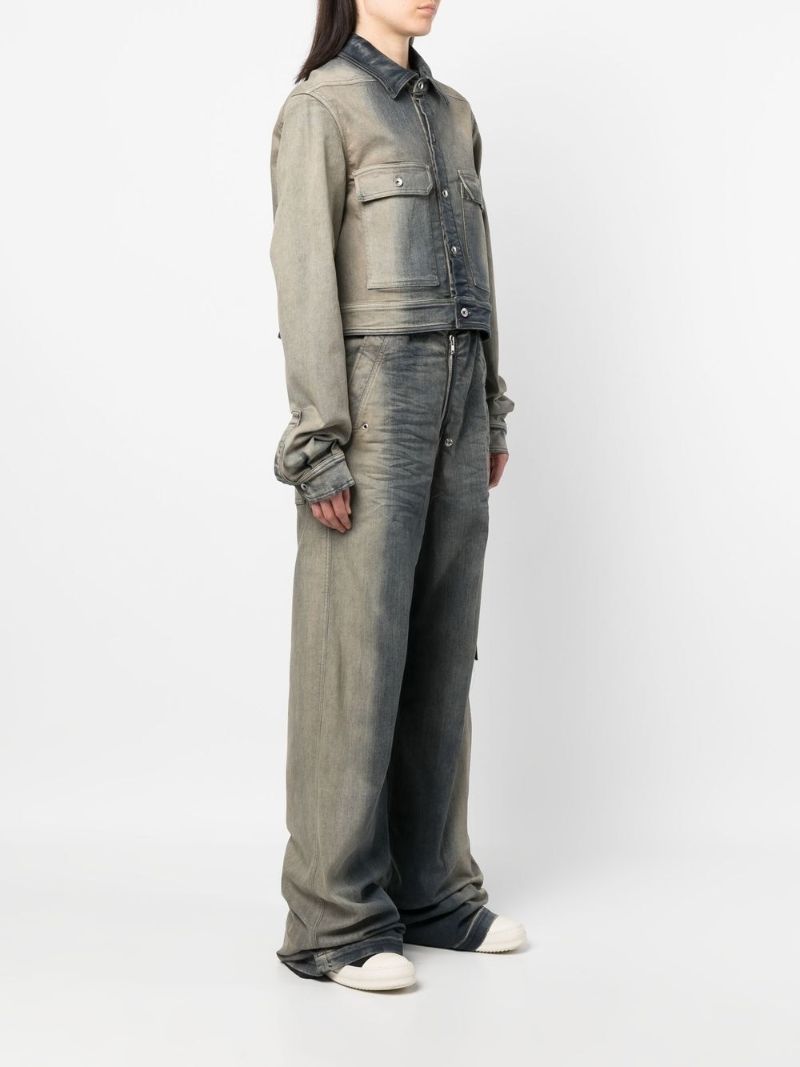 Grey Cropped Denim Jacket