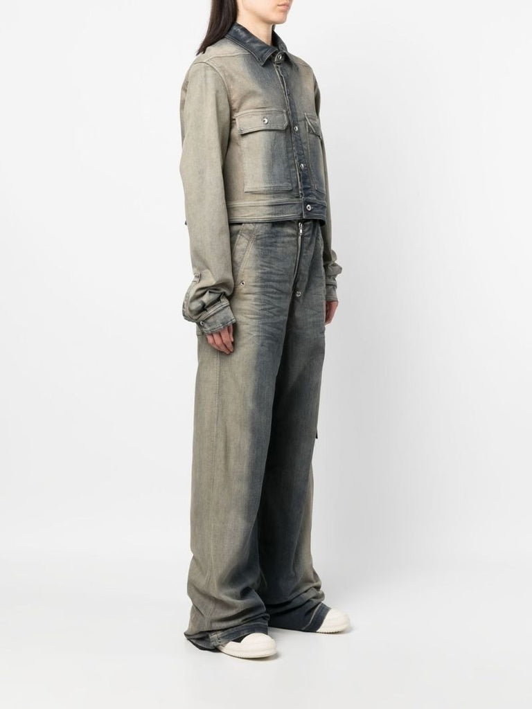 Grey Cropped Denim Jacket