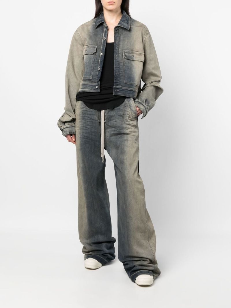 Grey Cropped Denim Jacket