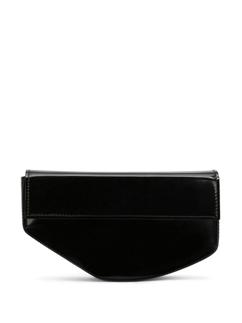 Black Dg Logo Leather Moon Bag