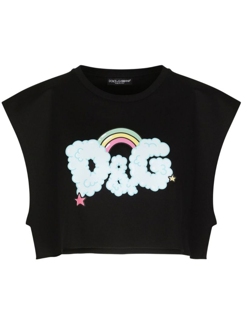 X Gianpiero DÃ¢â_x0082_¬â_x0084_¢alessandro Black Graphic Print Cropped Vest