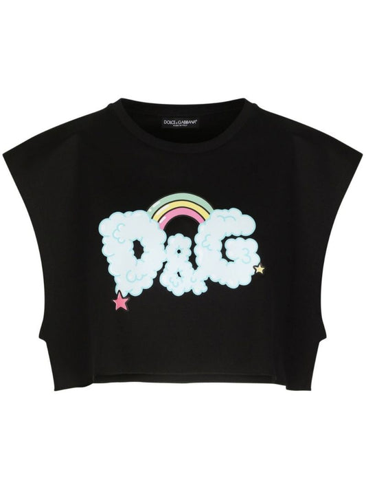 X Gianpiero DÃ¢â_x0082_¬â_x0084_¢alessandro Black Graphic Print Cropped Vest