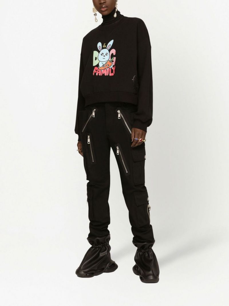 X Gianpiero D'alessandro Black Graphic Print Cropped Sweatshirt