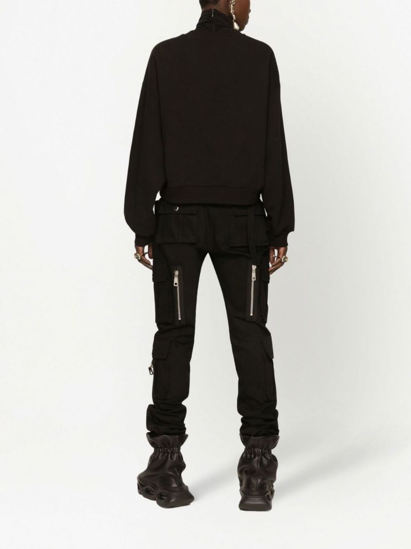X Gianpiero D'alessandro Black Graphic Print Cropped Sweatshirt