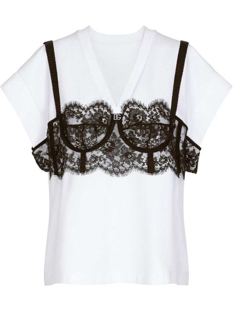 White Lace Overlay T-shirt