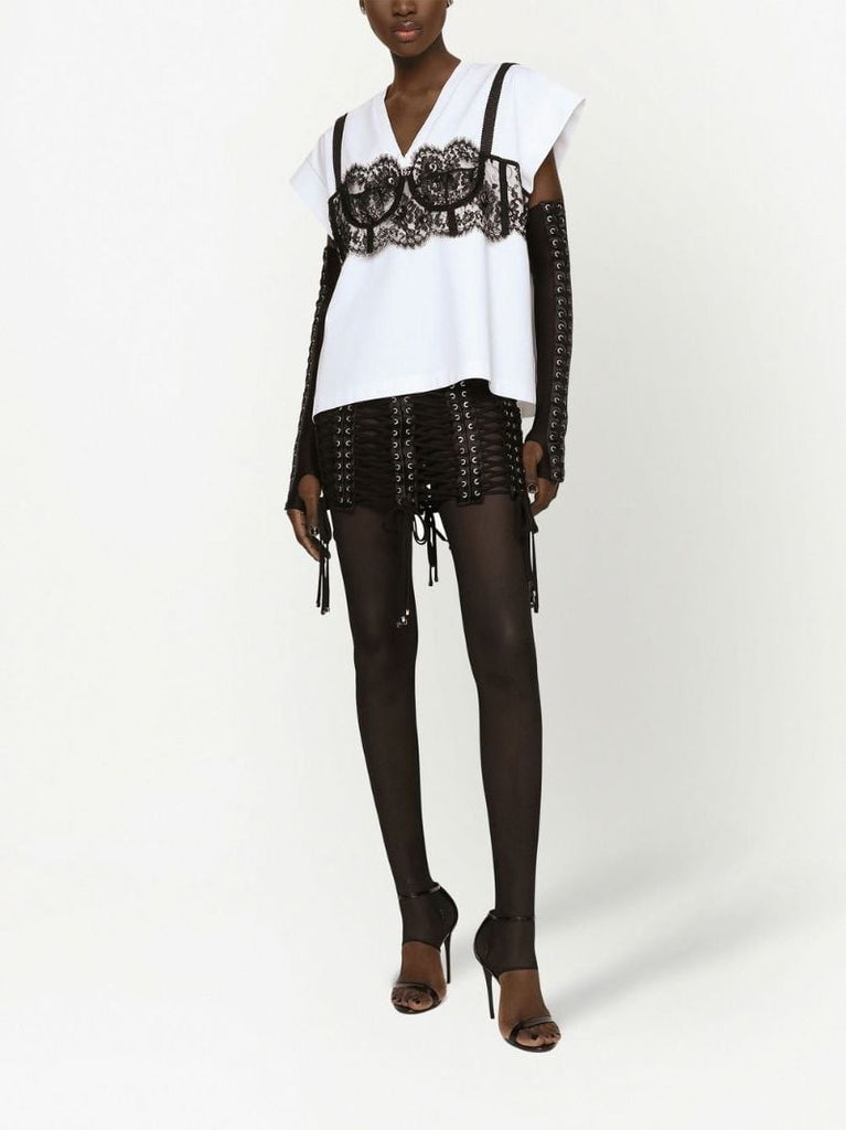 White Lace Overlay T-shirt