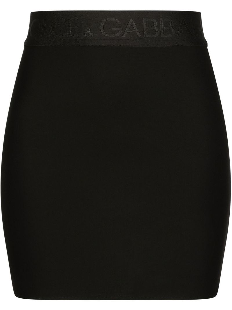 Black Logo Waistband Mini Skirt