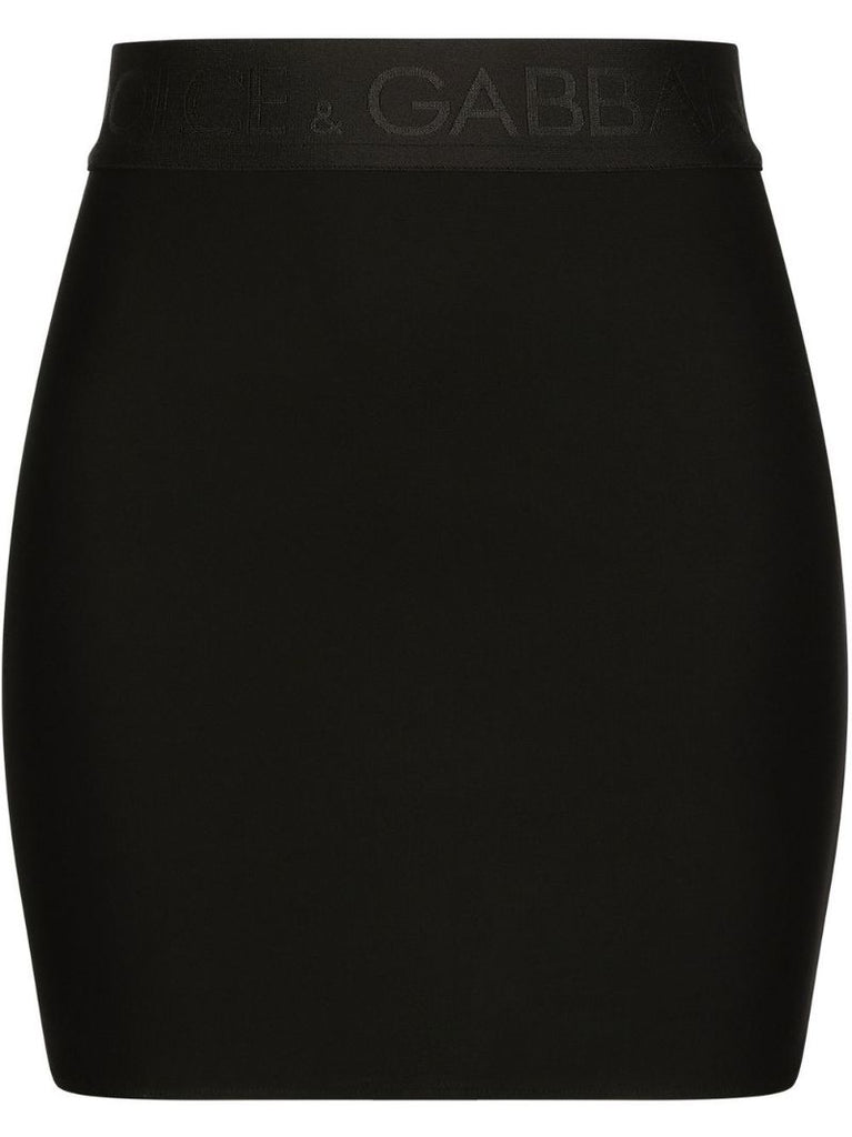 Black Logo Waistband Mini Skirt