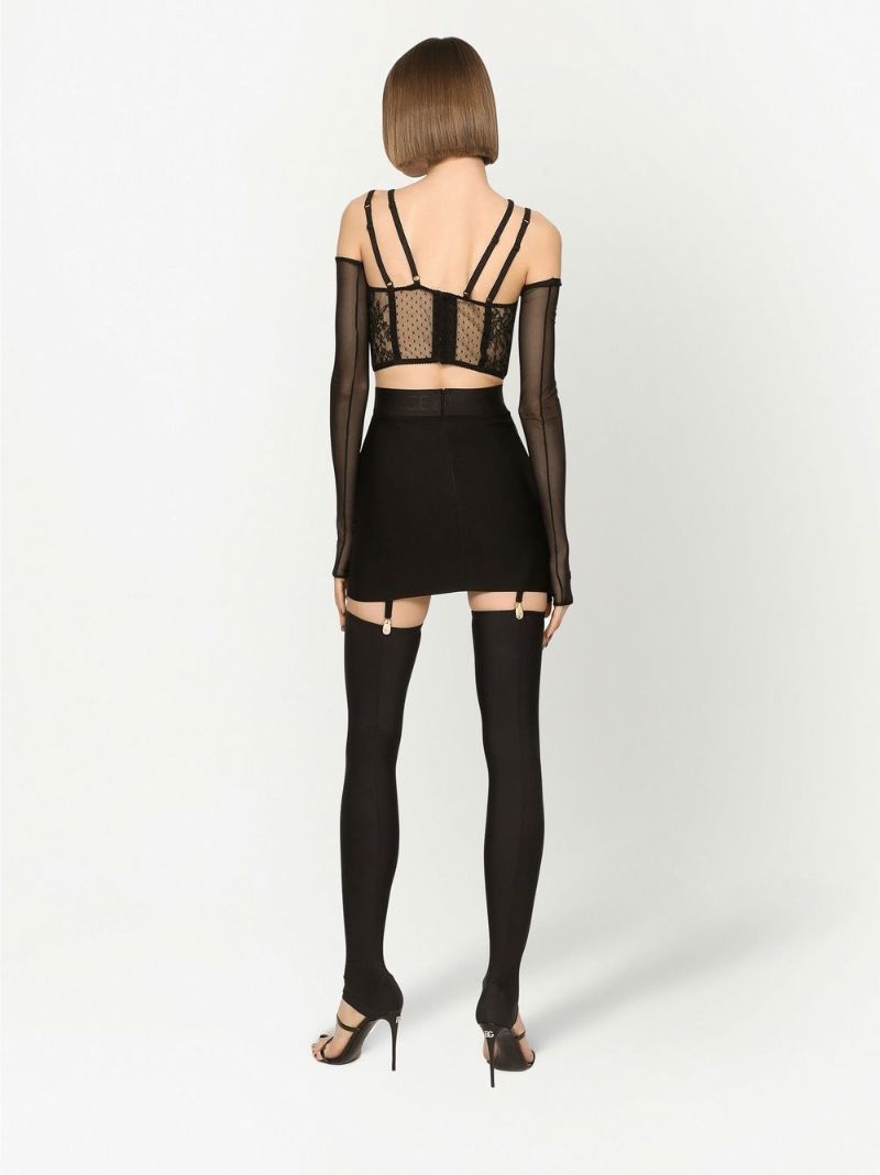 Black Logo Waistband Mini Skirt
