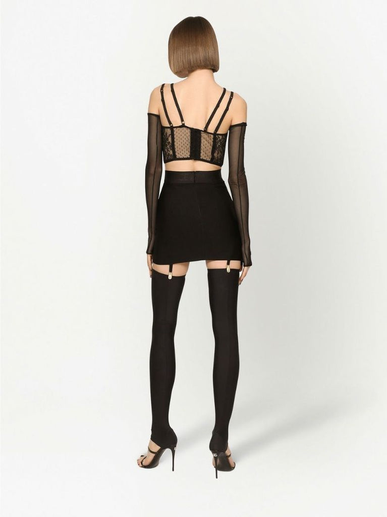 Black Logo Waistband Mini Skirt