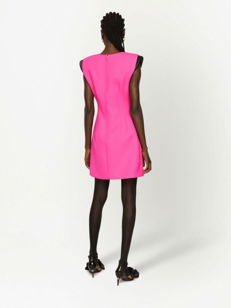 Pink Sleeveless Wool Mini Dress