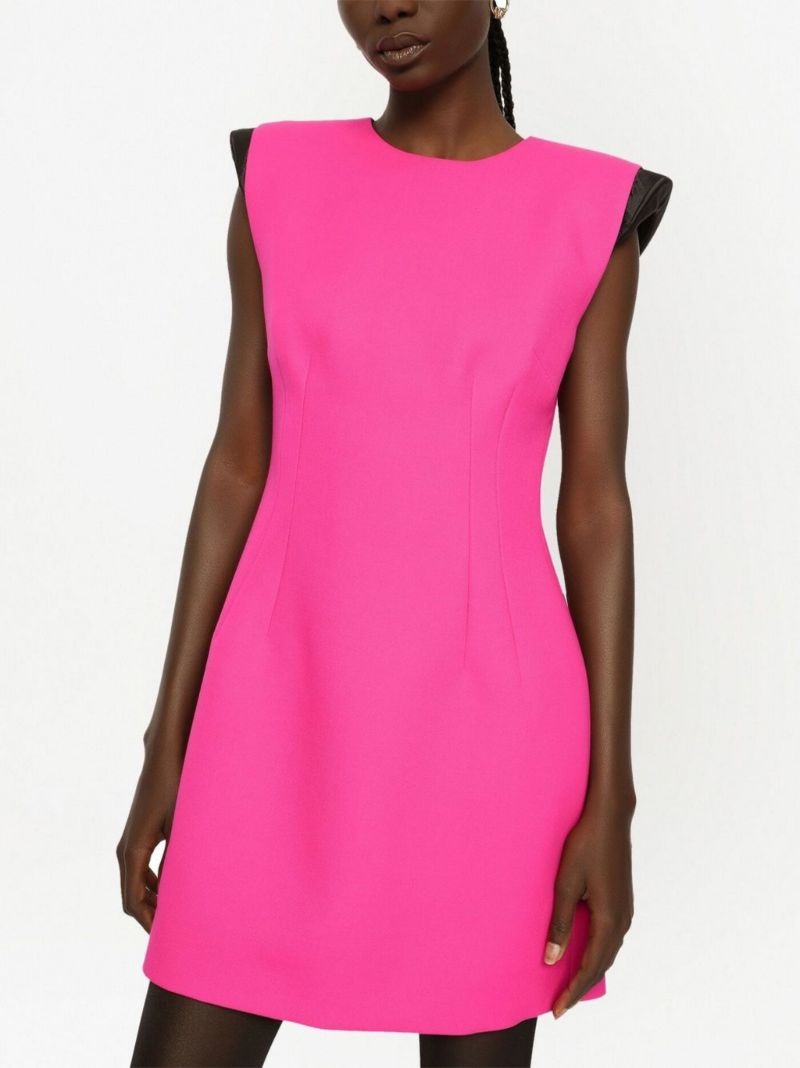 Pink Sleeveless Wool Mini Dress