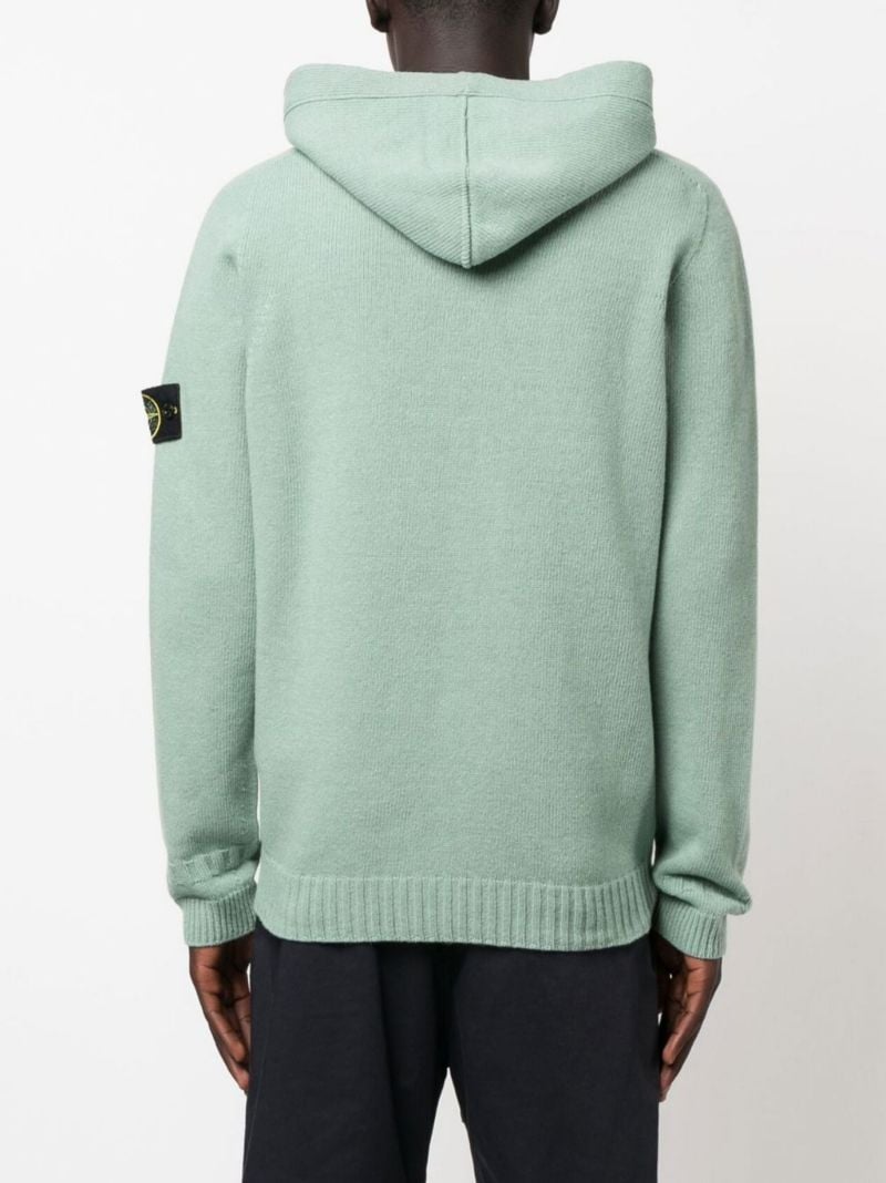 Green Hooded Knit Hoodie