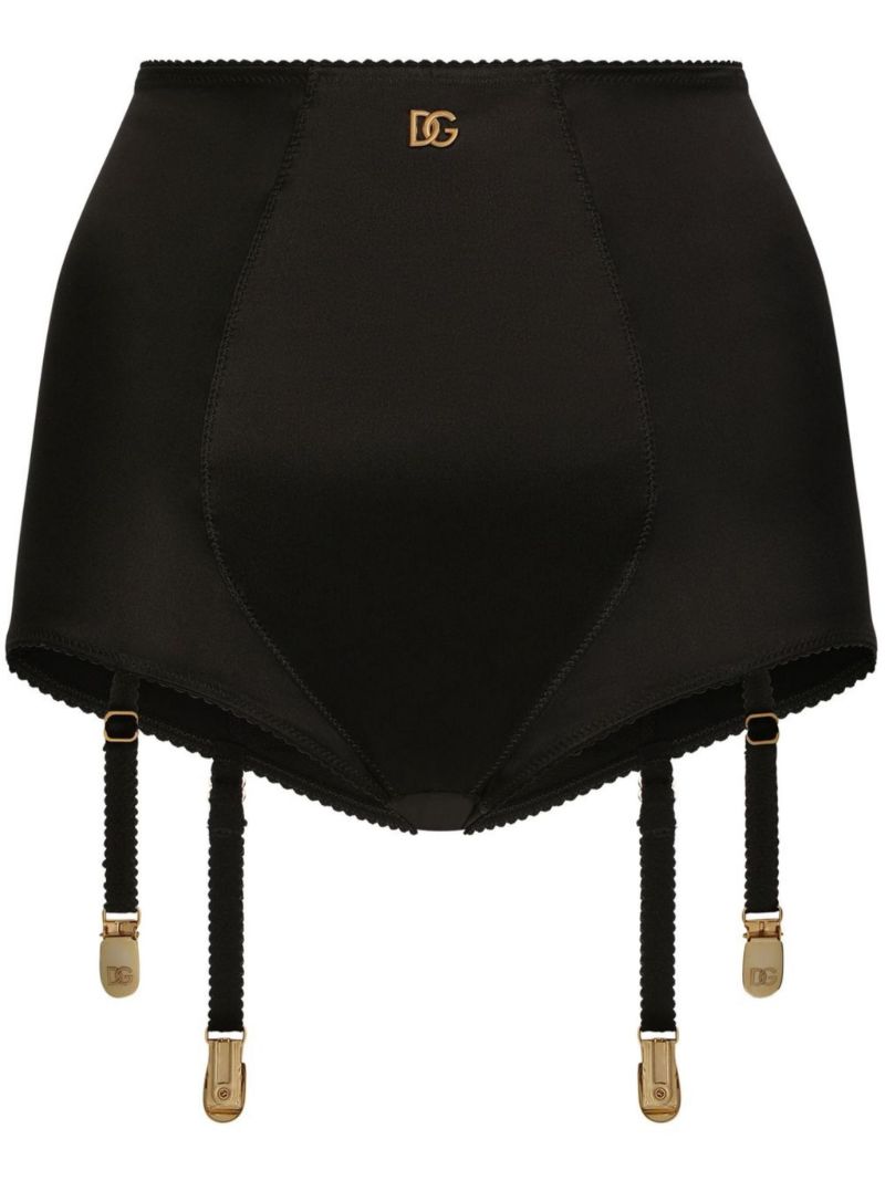 Black High-waisted Silk Briefs