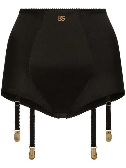 Black High-waisted Silk Briefs