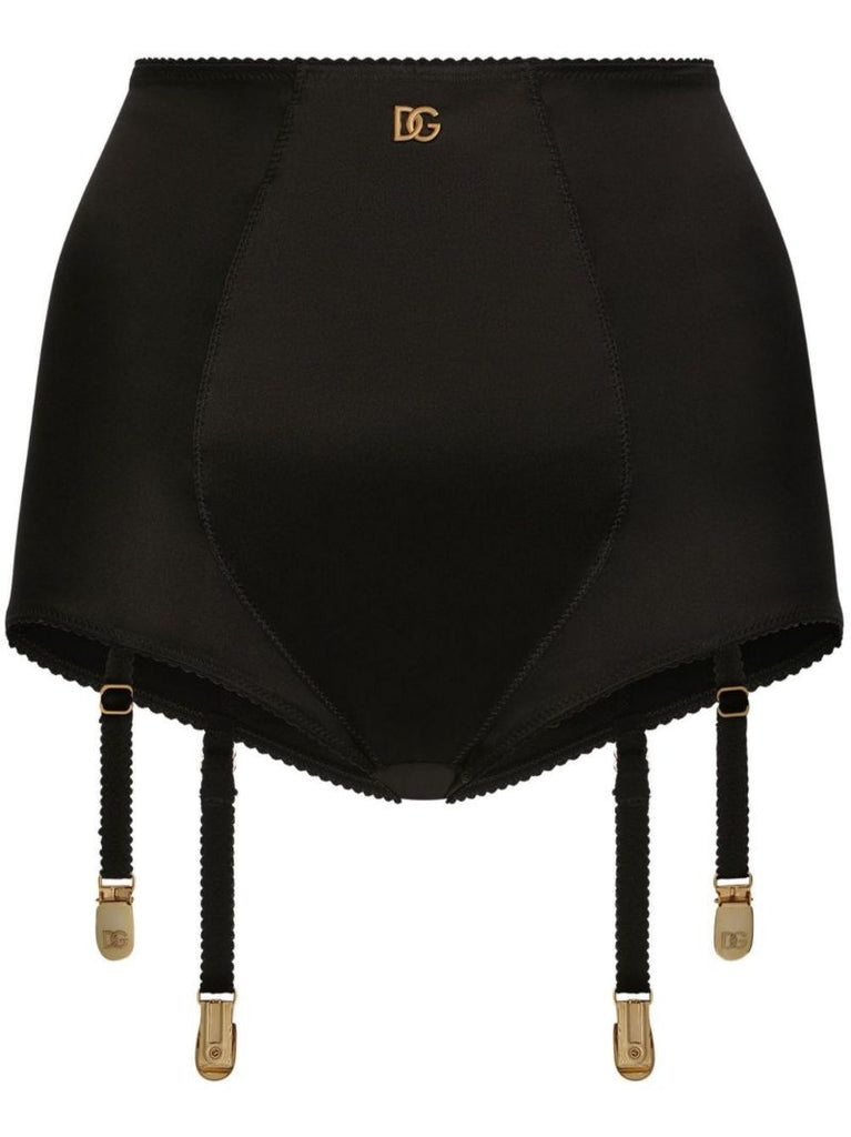 Black High-waisted Silk Briefs