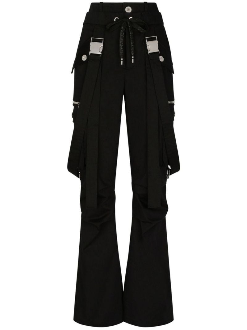 Black Suspender Detail Cargo Trousers
