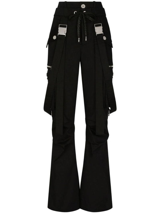 Black Suspender Detail Cargo Trousers