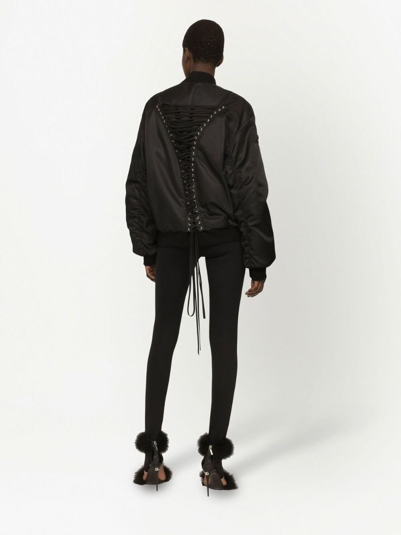 Black Lace-trim Bomber Jacket