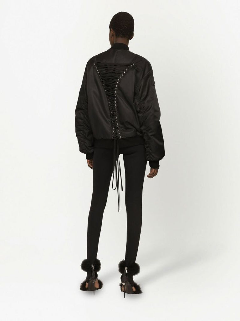 Black Lace-trim Bomber Jacket