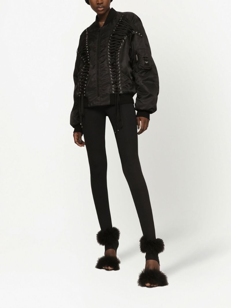 Black Lace-trim Bomber Jacket