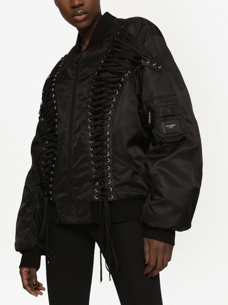 Black Lace-trim Bomber Jacket